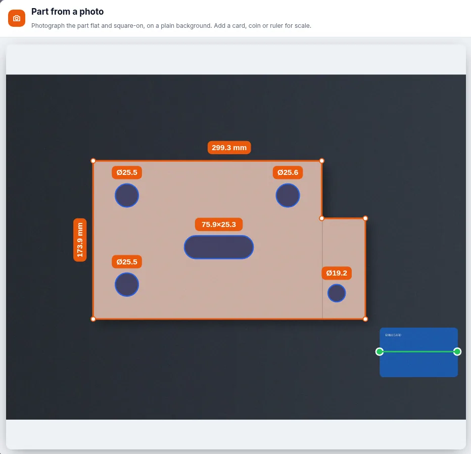 Photo to part tracing a steel plate into an outline