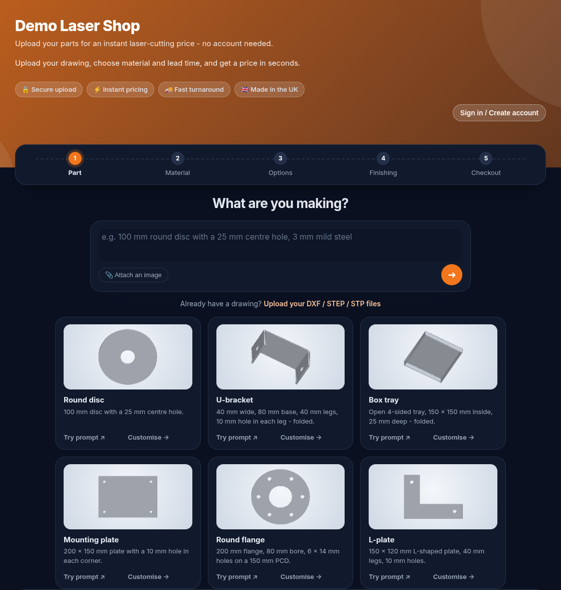 The same storefront in Dark theme
